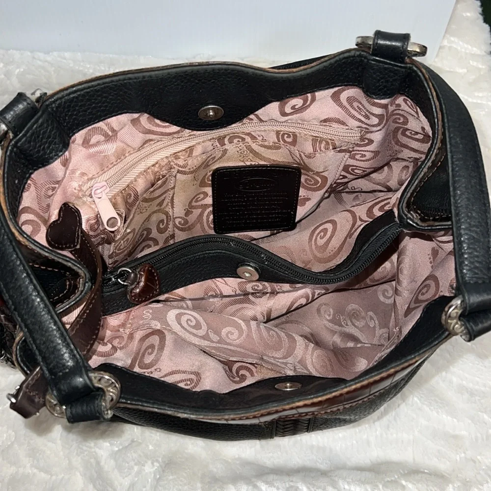 Brighton black leather hand shoulder bag 1 - Picture 11 of 13